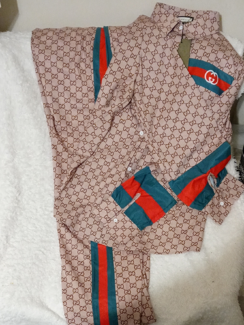 Designer-Inspired with Green-Red Stripe Large - Picture 6 of 7